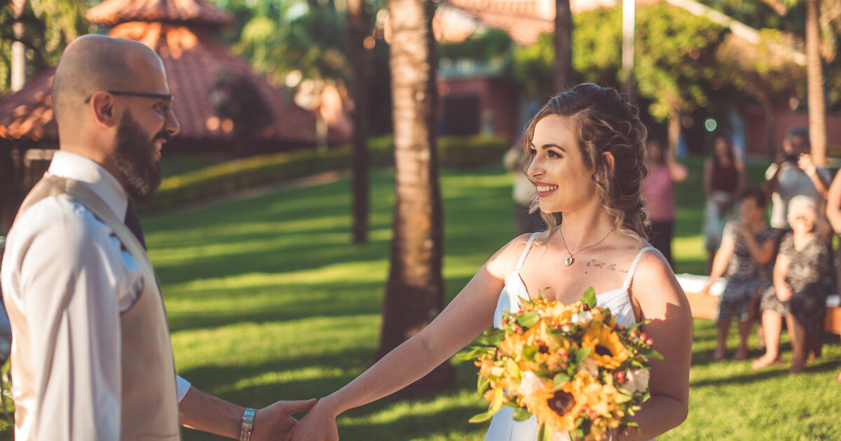 A beautiful Costa Rican woman getting married to a foreign man.